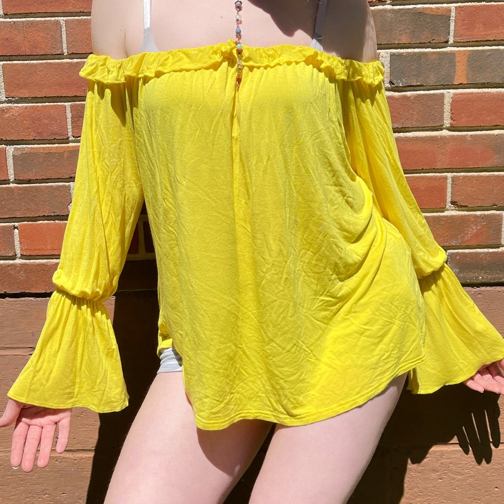 BooHoo yellow blouse